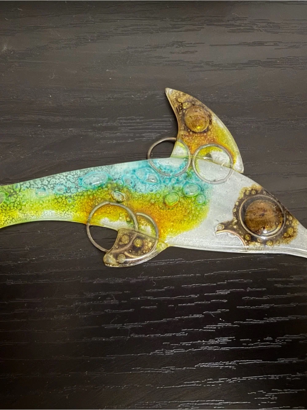 Set of 3 Vintage Mid Century Fused Art Glass Fish Wall Plaques, Higgins Style